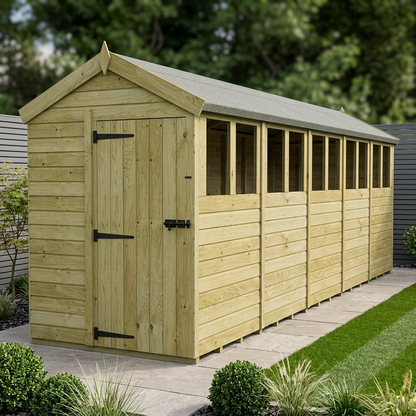 5 x 20 Apex Shed (Single Door, With Windows) - Apex Shed
