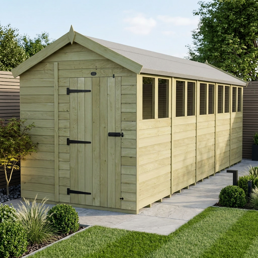6 x 20 Apex Shed (Single Door, With Windows) - Apex Shed