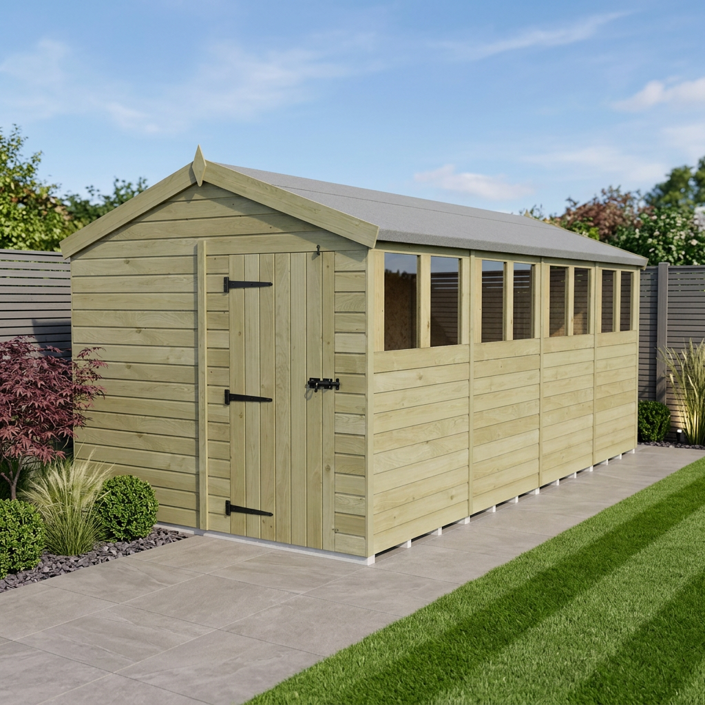 8 x 20 Apex Shed (Single Door, With Windows) - Apex Shed