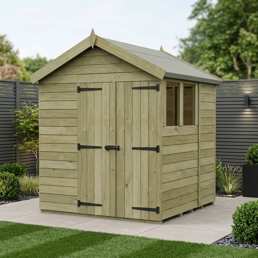 6 x 6 Apex Shed (Double Door, With Windows) - view 2