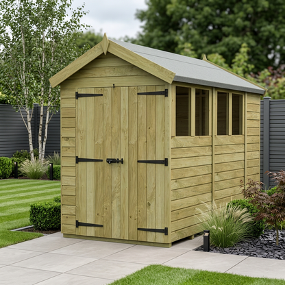 6 x 11 Apex Shed (Double Door, With Windows) - view 2