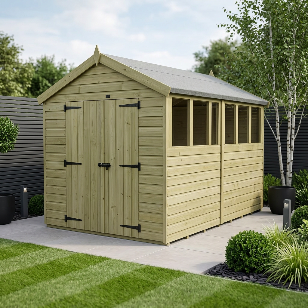 8 x 12 Apex Shed (Double Door, With Windows) - Apex Shed