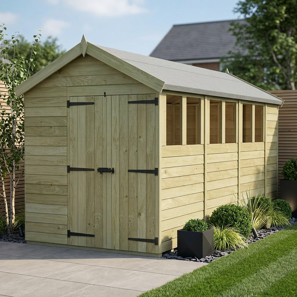6 x 14 Apex Shed (Double Door, With Windows) - Apex Shed