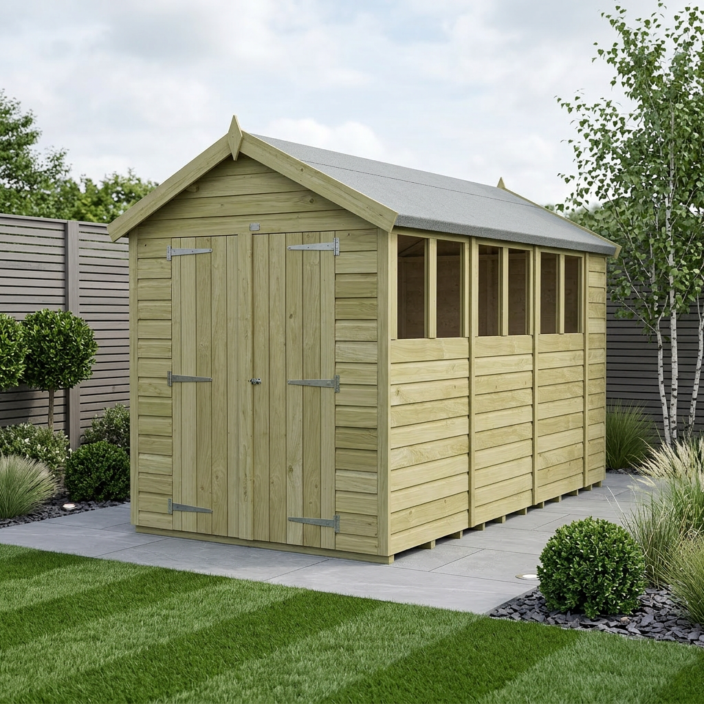 7 x 15 Apex Shed (Double Door, With Windows) - Apex Shed