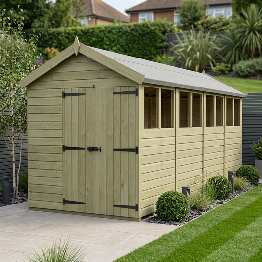 7 x 16 Apex Shed (Double Door, With Windows) - Apex Shed