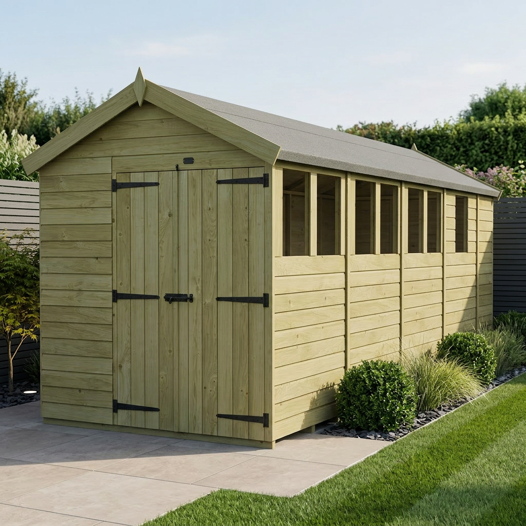 7 x 17 Apex Shed (Double Door, With Windows) - Apex Shed