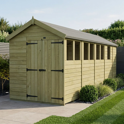 7 x 17 Apex Shed (Double Door, With Windows) - Apex Shed