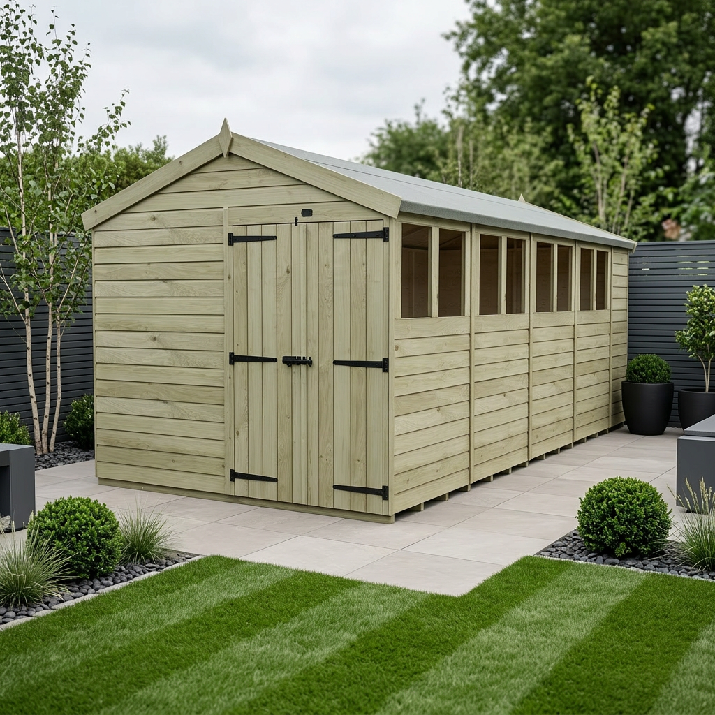 8 x 18 Apex Shed (Double Door, With Windows) - Apex Shed