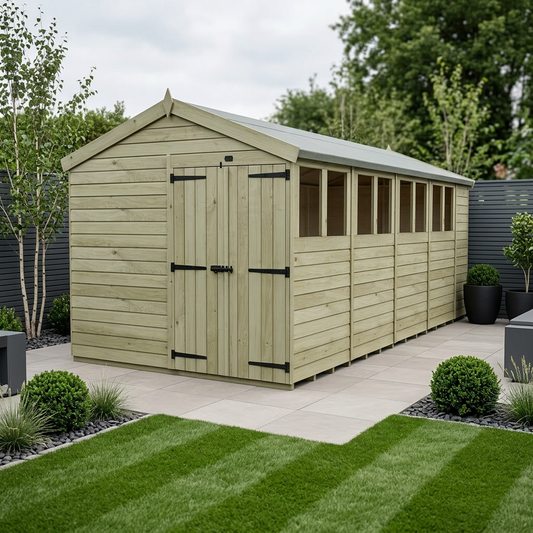 8 x 18 Apex Shed (Double Door, With Windows) - Apex Shed