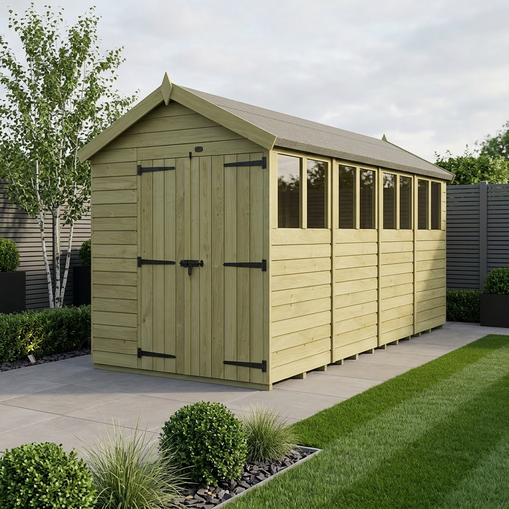 6 x 18 Apex Shed (Double Door, With Windows) - Apex Shed