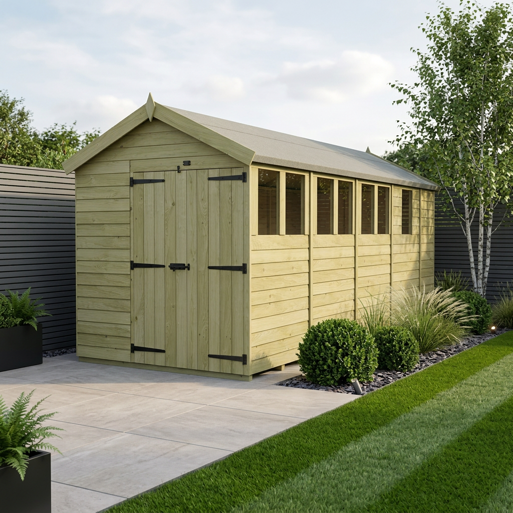 6 x 17 Apex Shed (Double Door, With Windows) - Apex Shed