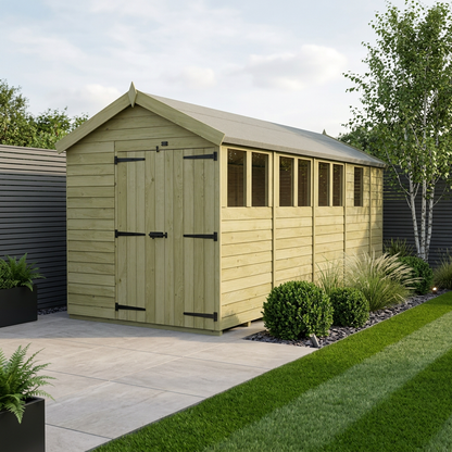 6 x 17 Apex Shed (Double Door, With Windows) - Apex Shed