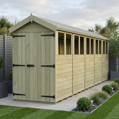 4 x 20 Apex Shed (Double Door, With Windows) - Apex Shed