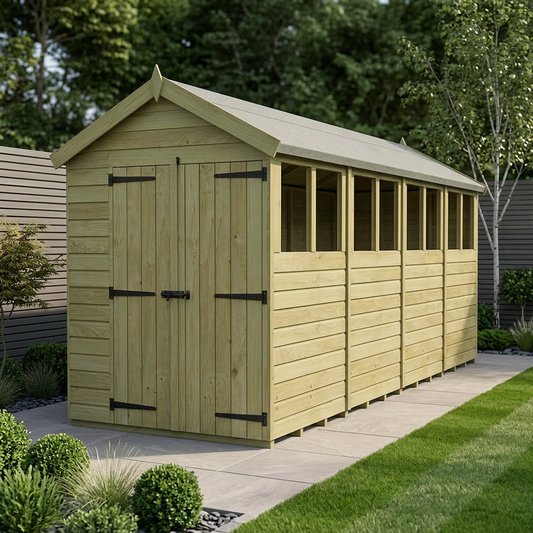 7 x 20 Apex Shed (Double Door, With Windows) - view 2