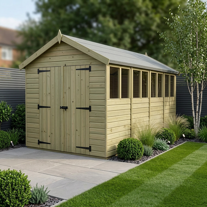 6 x 19 Apex Shed (Double Door, With Windows) - Apex Shed