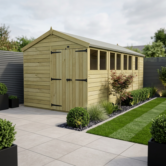 8 x 17 Apex Shed (Double Door, With Windows) - Apex Shed