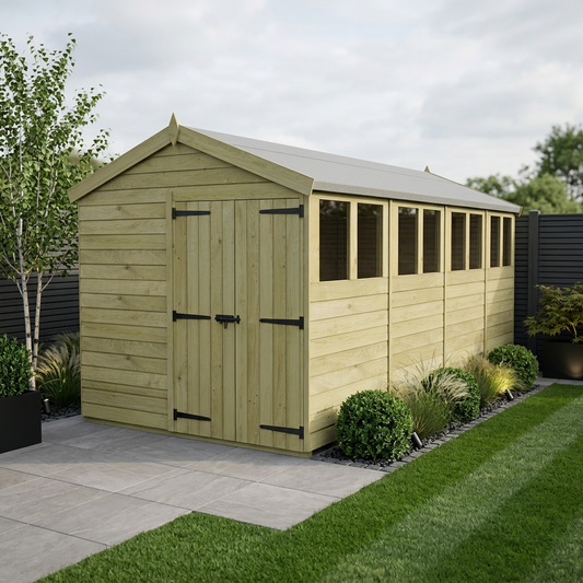 8 x 20 Apex Shed (Double Door, With Windows) - Apex Shed