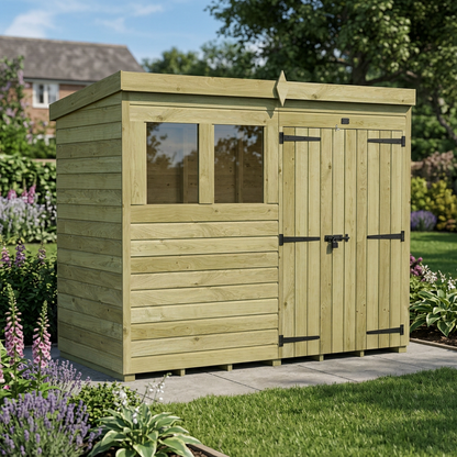 8 x 4 Pent Shed (Double Door, With Windows) - view 5