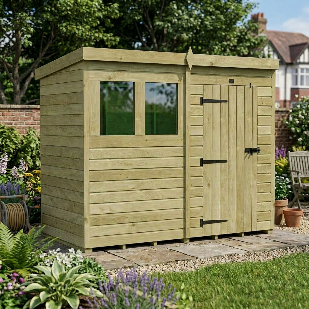 8 x 4 Pent Shed (Single Door, With Windows) - view 5