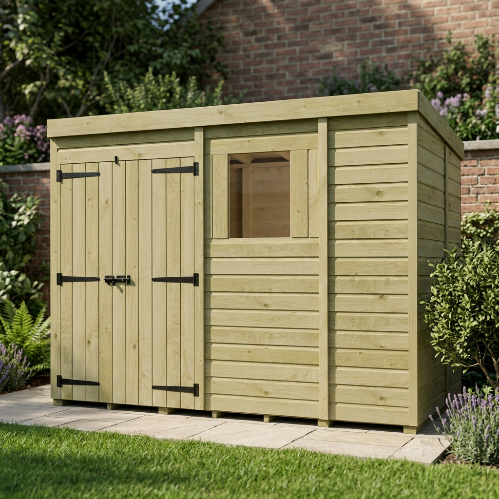 9 x 5 Pent Shed (Double Door, With Windows) - view 5