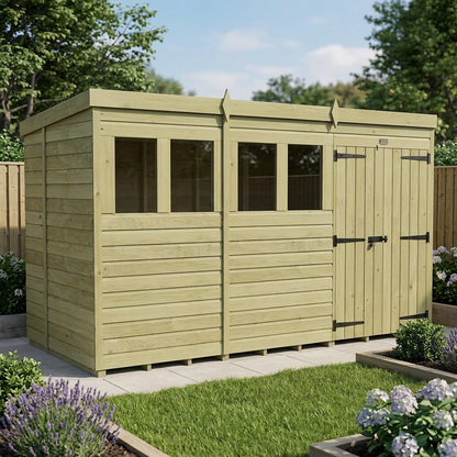 20 x 5 Pent Shed (Double Door, With Windows) - view 6