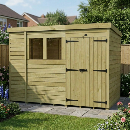 11 x 5 Pent Shed (Double Door, With Windows) - view 5