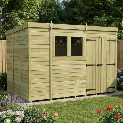 9 x 6 Pent Shed (Double Door, With Windows) - view 5