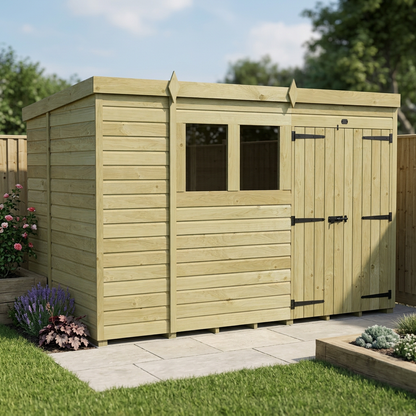 10 x 6 Pent Shed (Double Door, With Windows) - view 5