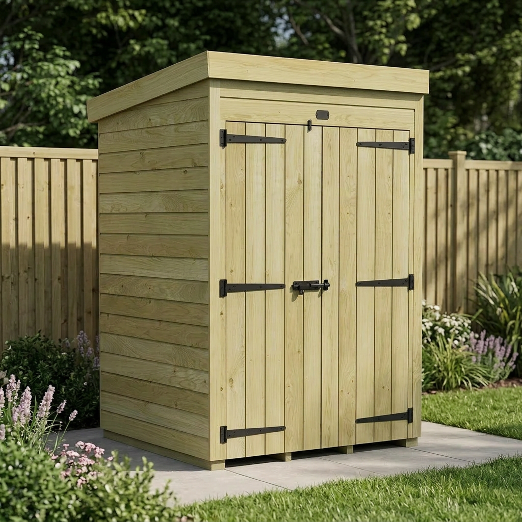 4 x 4 Pent Shed (Double Door, No Windows) - view 4