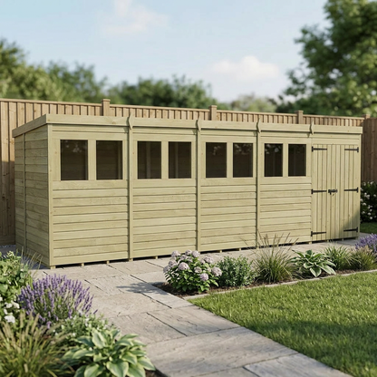 20 x 6 Pent Shed (Double Door, With Windows) - view 4