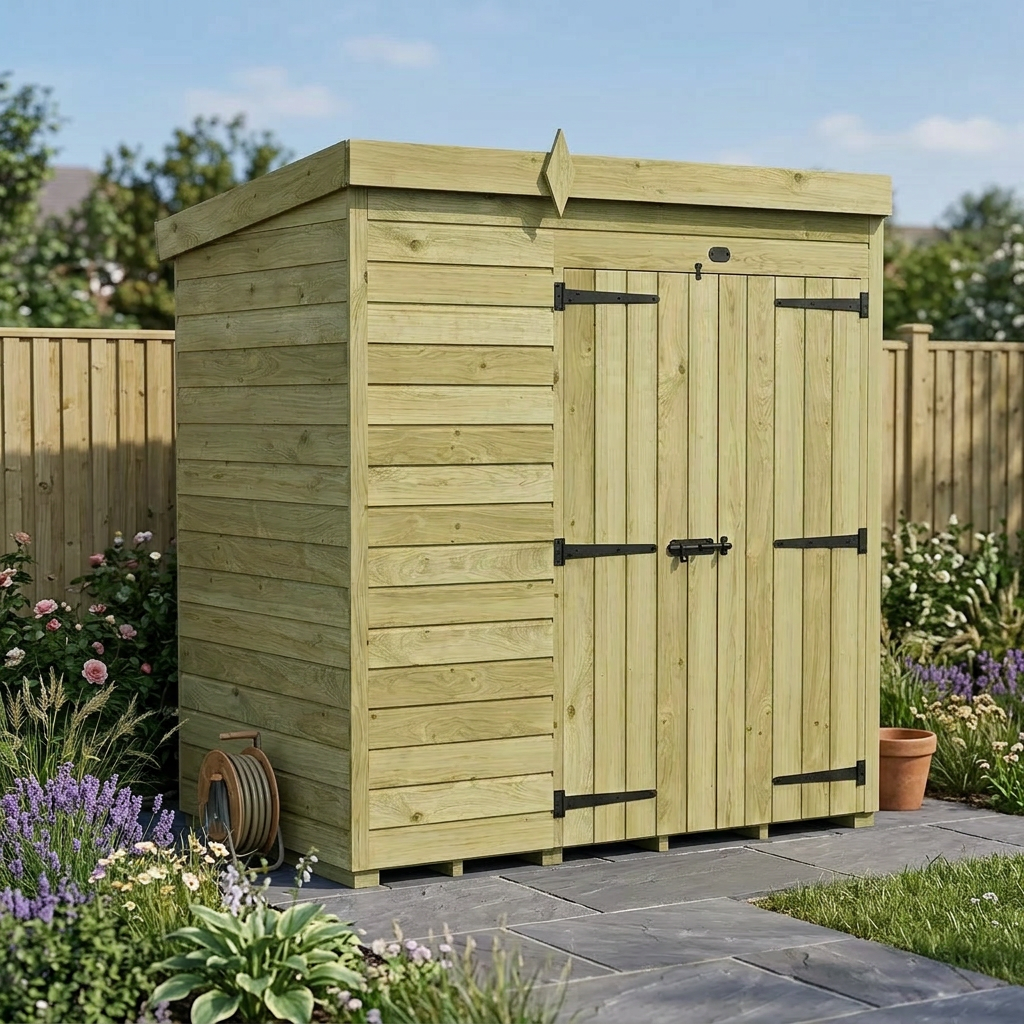 6 x 4 Pent Shed (Double Door, No Windows) - view 4