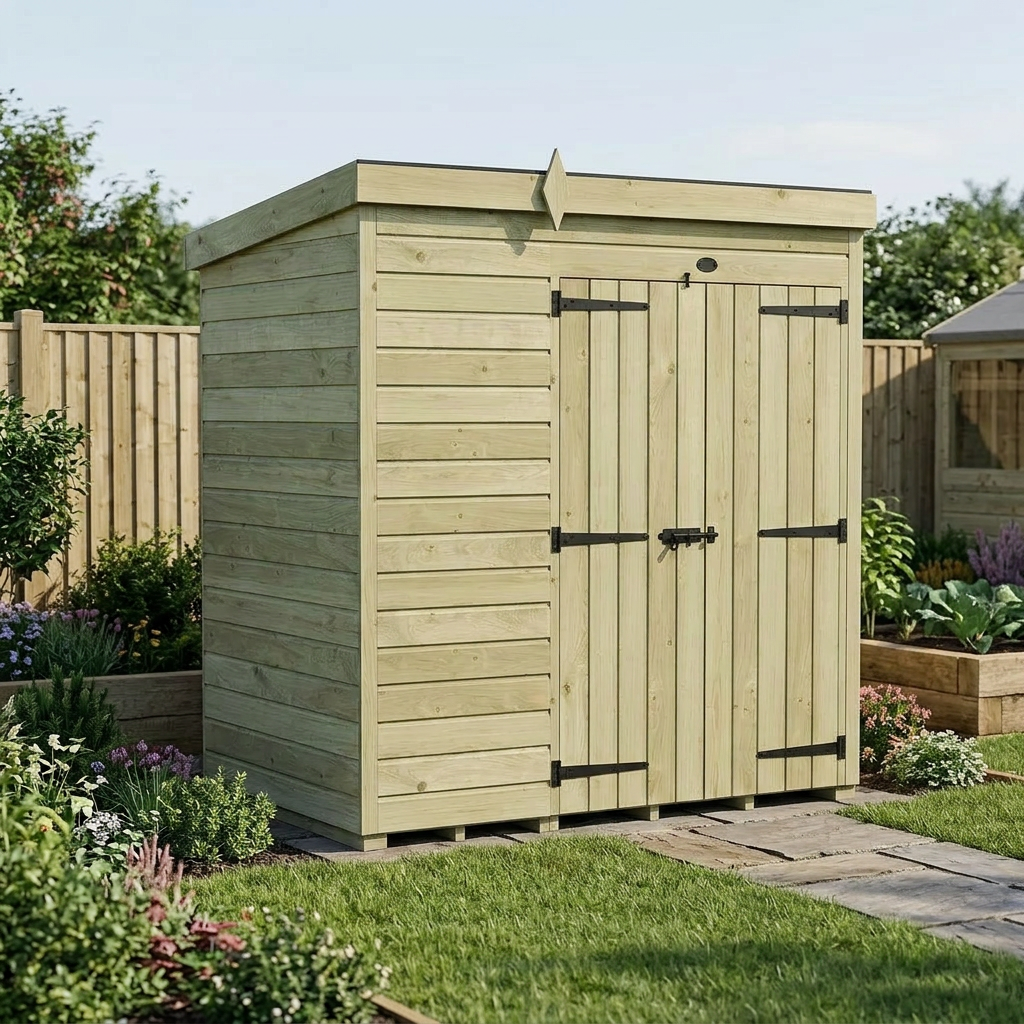 7 x 4 Pent Shed (Double Door, No Windows) - view 4