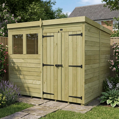8 x 7 Pent Shed (Double Door, With Windows) - view 4