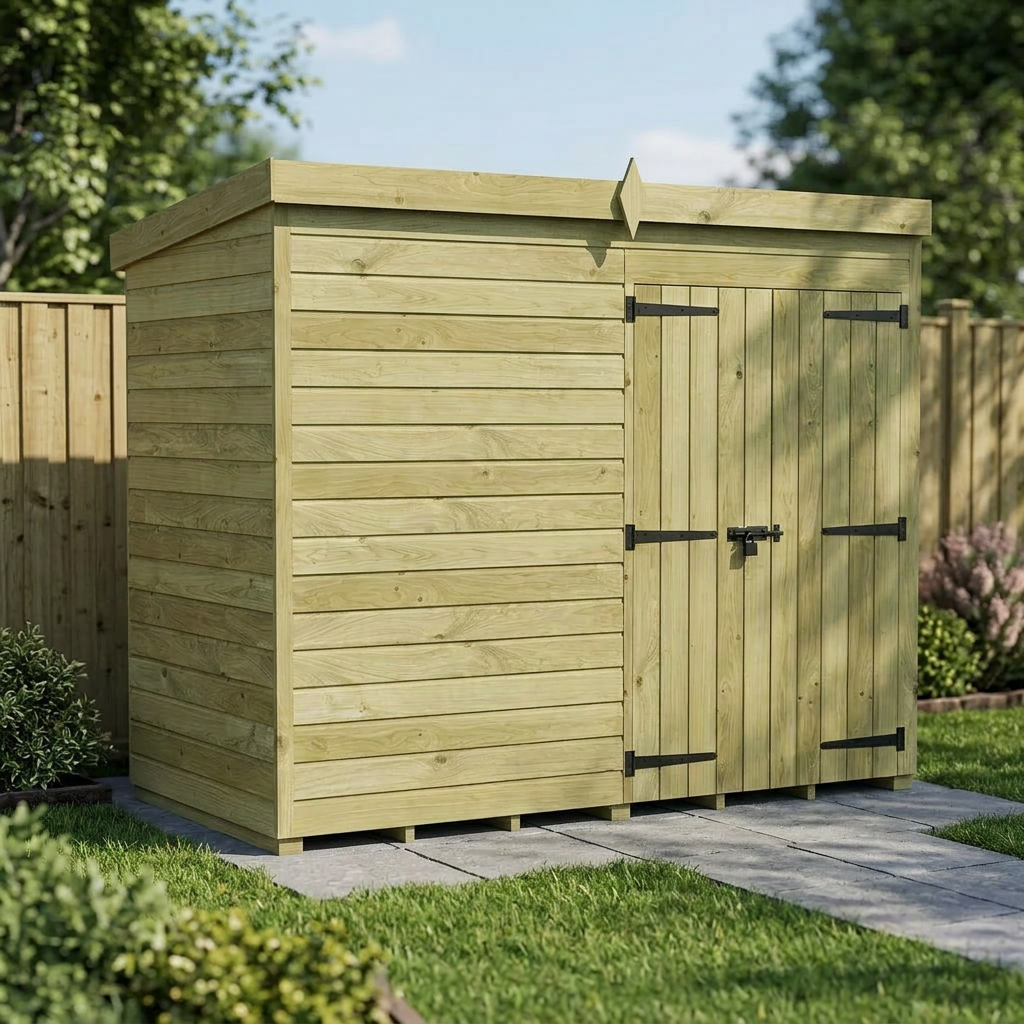 8 x 4 Pent Shed (Double Door, No Windows) - view 4