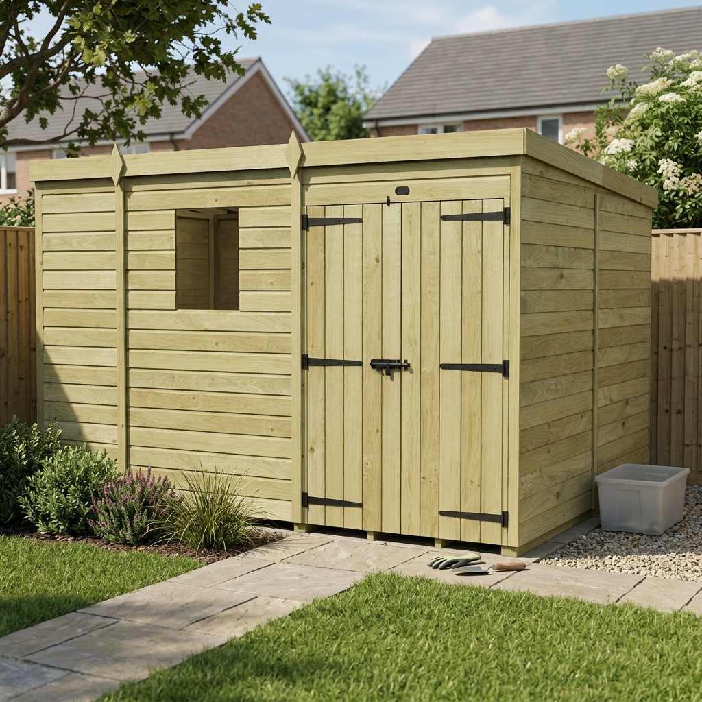 9 x 7 Pent Shed (Double Door, With Windows) - view 5