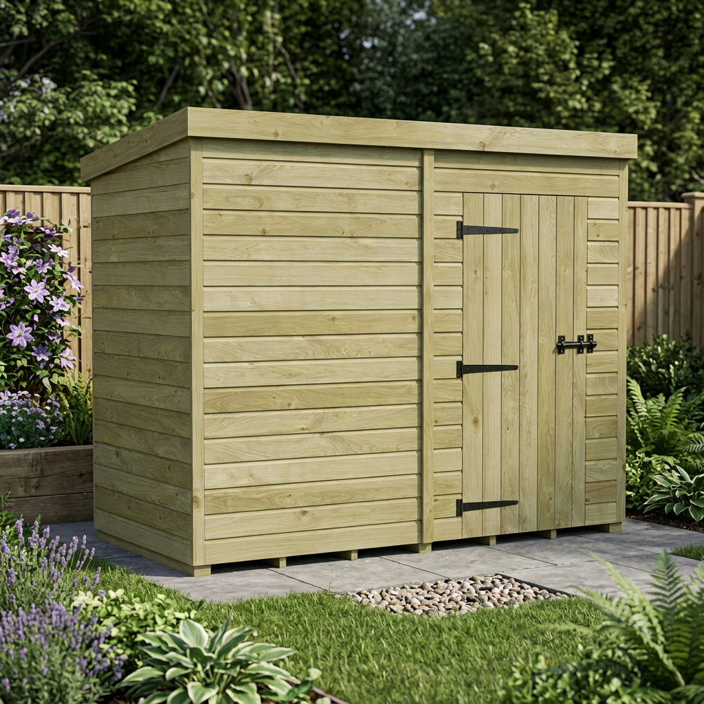 8 x 4 Pent Shed (Single Door, No Windows) - view 5