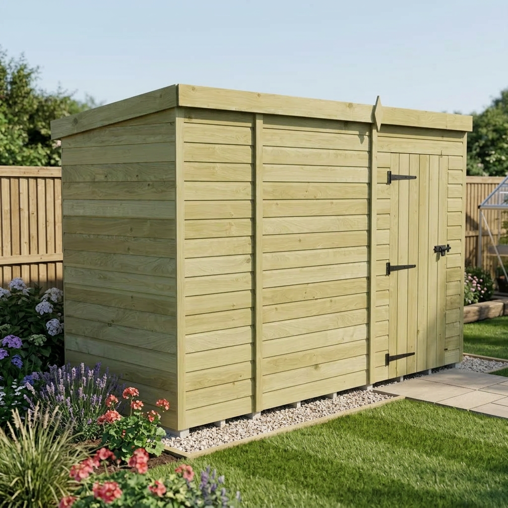 9 x 4 Pent Shed (Single Door, No Windows) - view 4