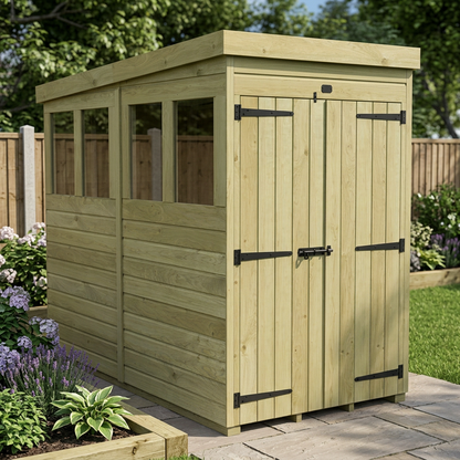 4 x 8 Pent Shed (Double Door, With Windows) - view 4