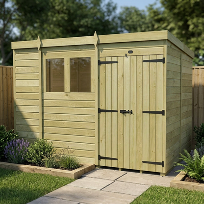 11 x 7 Pent Shed (Double Door, With Windows) - view 4