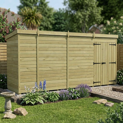 14 x 4 Pent Shed (Double Door, No Windows) - view 5