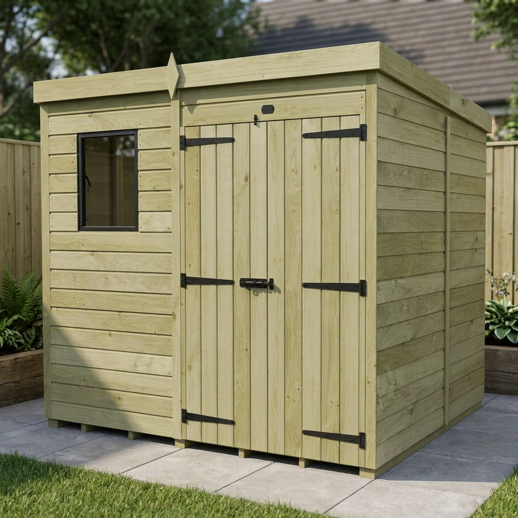 7 x 8 Pent Shed (Double Door, With Windows) - view 5