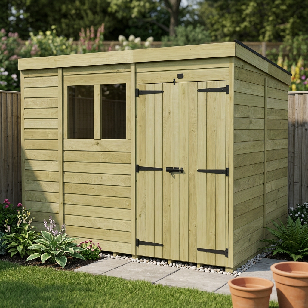 10 x 8 Pent Shed (Double Door, With Windows) - view 6