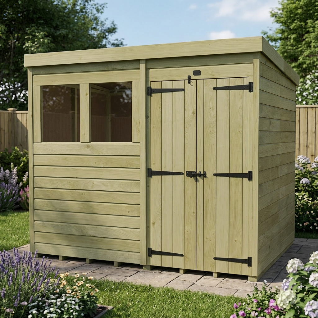 11 x 8 Pent Shed (Double Door, With Windows) - view 5