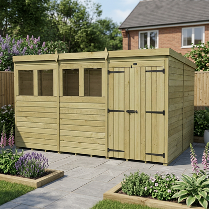 12 x 8 Pent Shed (Double Door, With Windows) - view 4