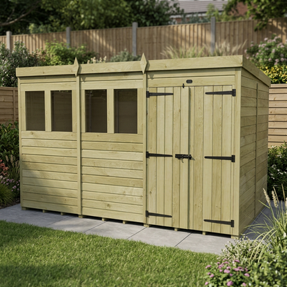 16 x 8 Pent Shed (Double Door, With Windows) - view 4