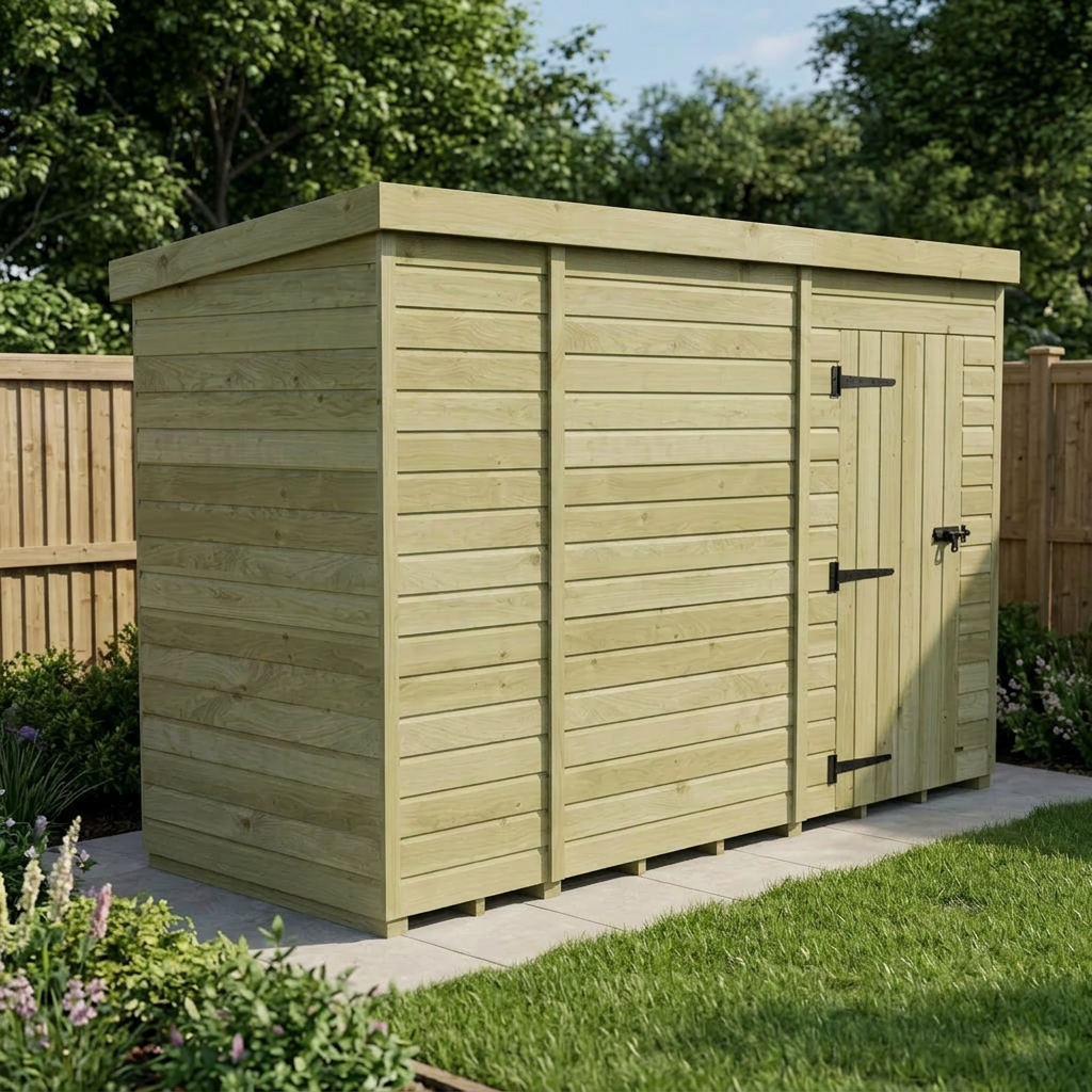 11 x 4 Pent Shed (Single Door, No Windows) - view 4