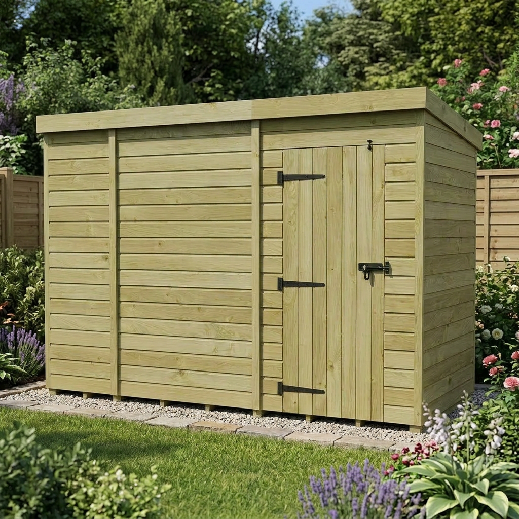 10 x 4 Pent Shed (Single Door, No Windows) - view 4