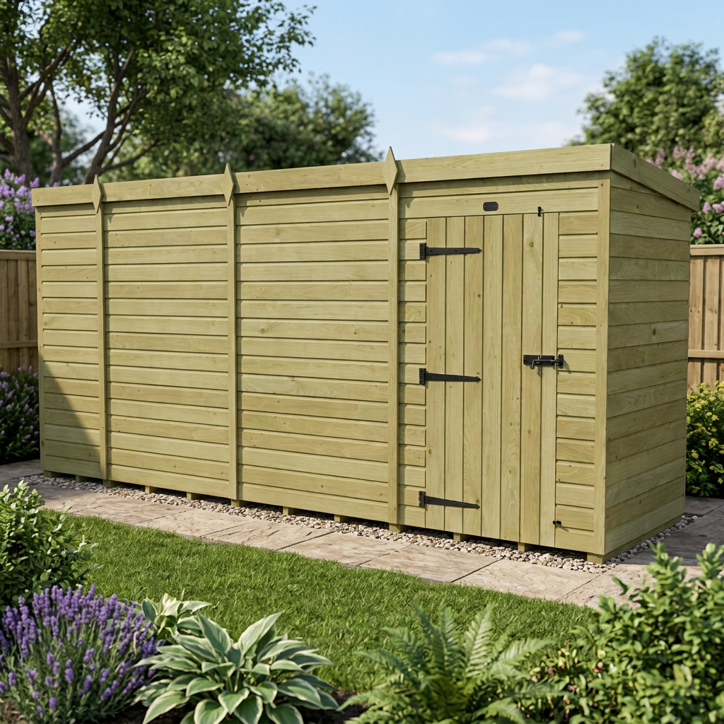 13 x 4 Pent Shed (Single Door, No Windows) - Pent Shed