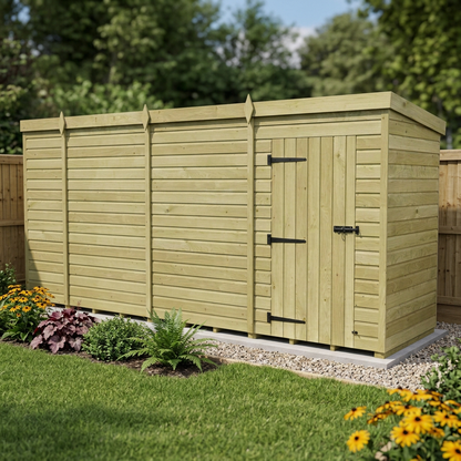 15 x 4 Pent Shed (Single Door, No Windows) - view 6