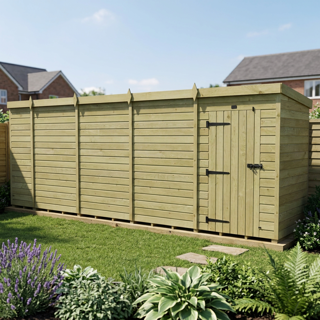 19 x 4 Pent Shed (Single Door, No Windows) - view 4